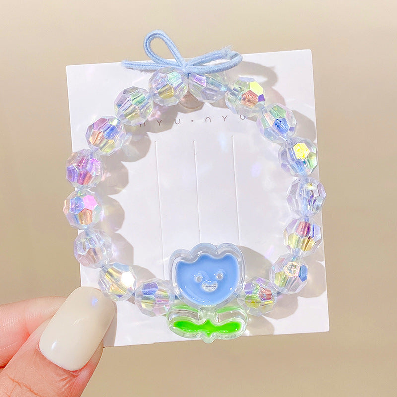 Pulsera de lazo de pelo al por mayor pulsera de cuentas de plástico de dibujos animados de doble propósito